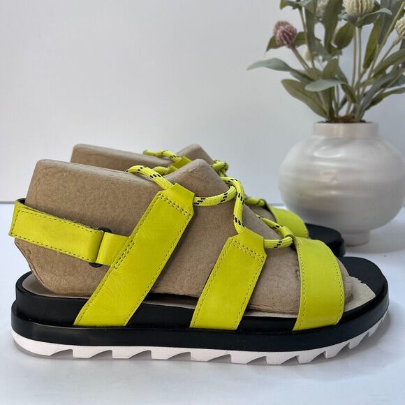 Sorel Roaming Lace Leather Sandals Bolt Green Black Women's 8 NWOB - Picture 3 of 10